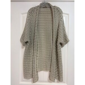 Soft Surroundings Crochet Cardigan Sweater Beige Short Sleeve One Sz Layer Boho